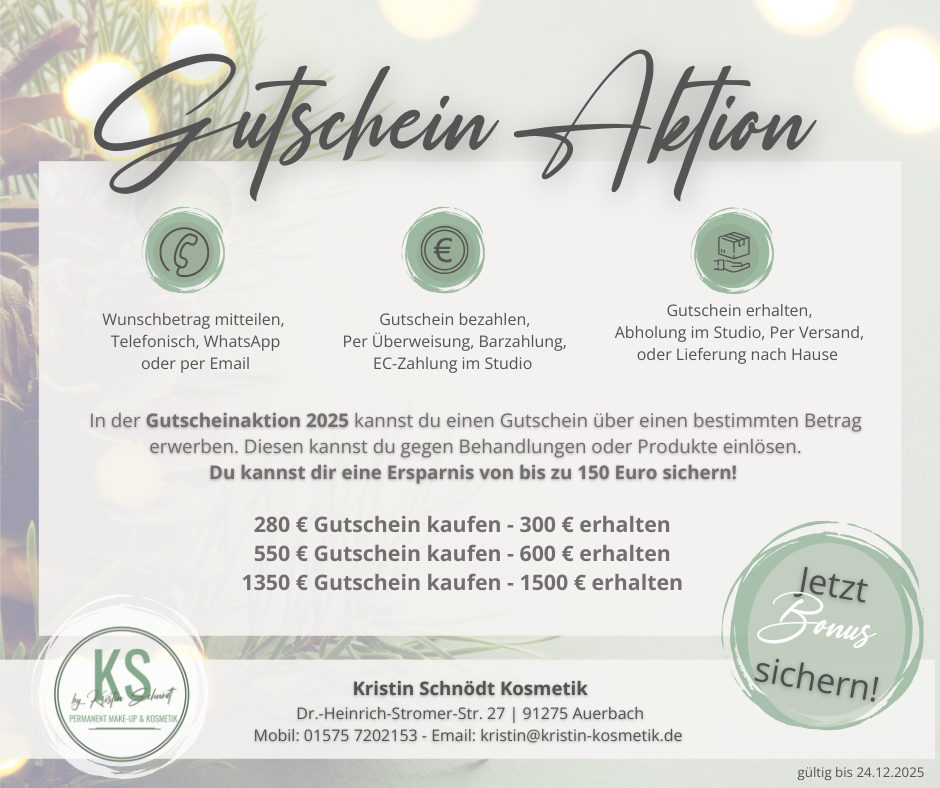Gutschein Aktion 2025 im Kosmetikstudio